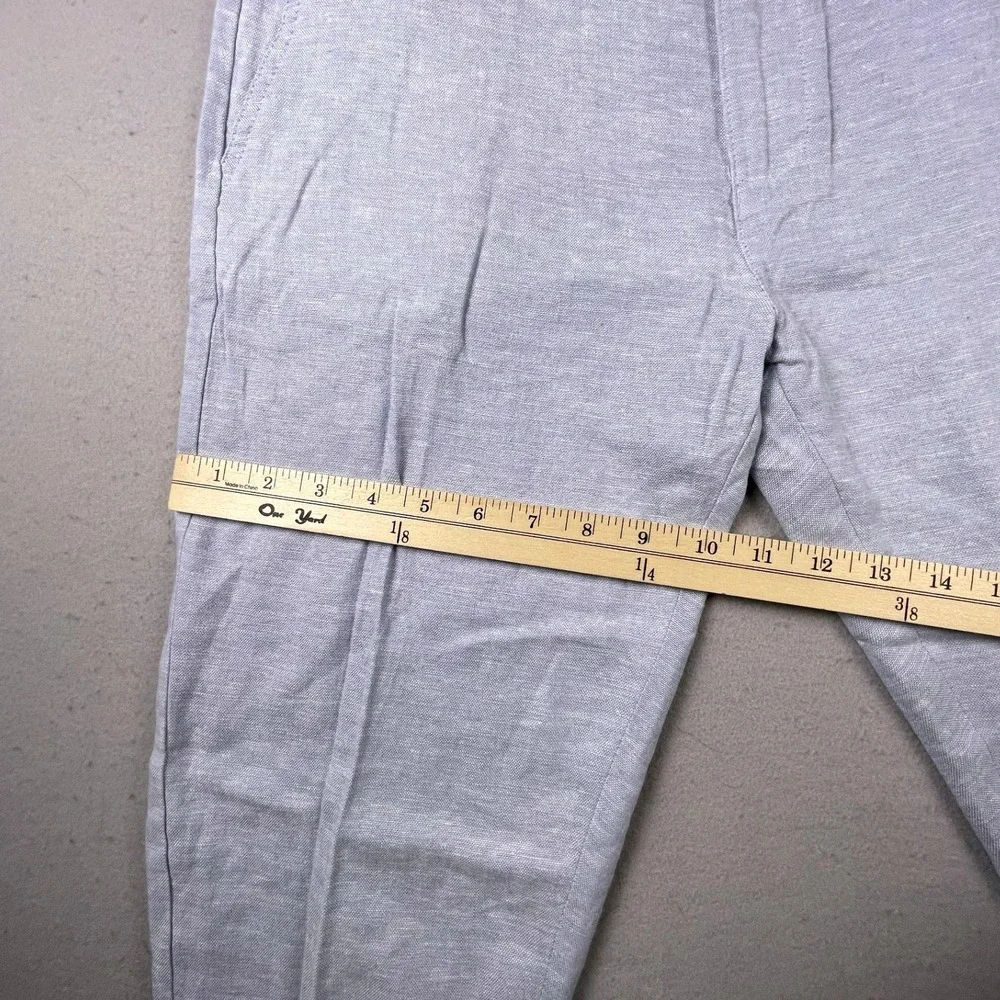 Saks Fifth Avenue Pants Mens 32x32 Light Blue Linen Flat Front Straight Trousers